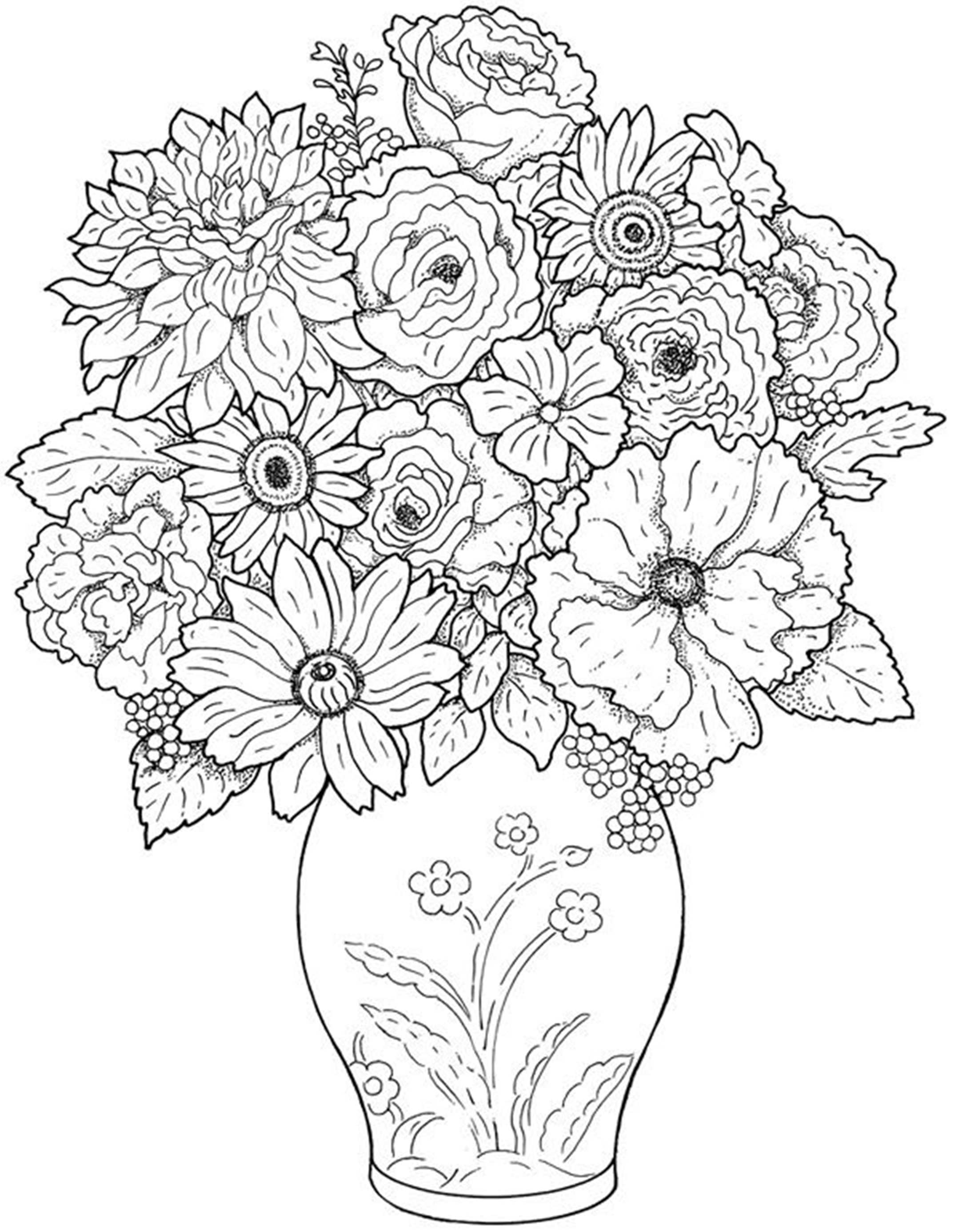 Floral Coloring Pages Simple 1