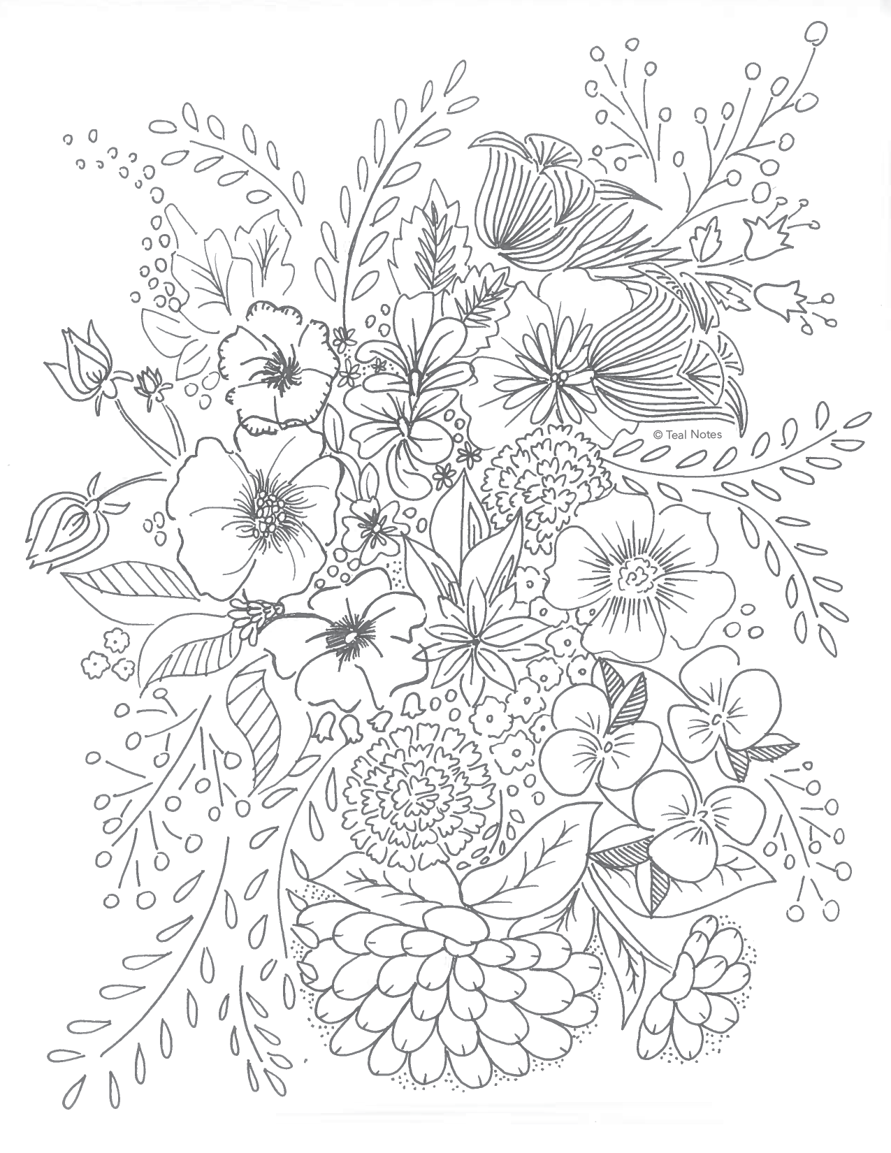 Floral Coloring Pages Simple 101