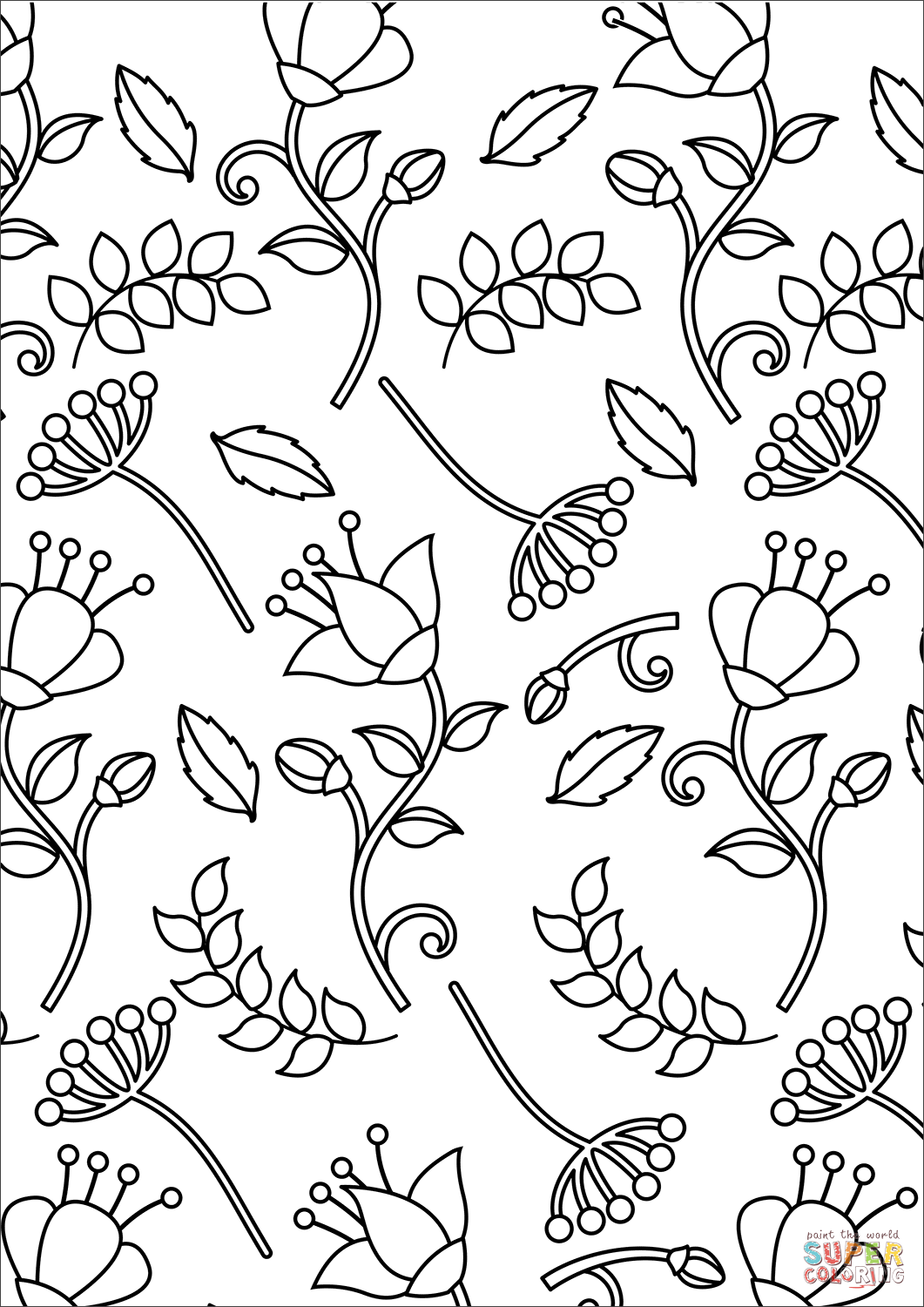 Floral Coloring Pages Simple 11