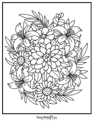 Floral Coloring Pages Simple 117