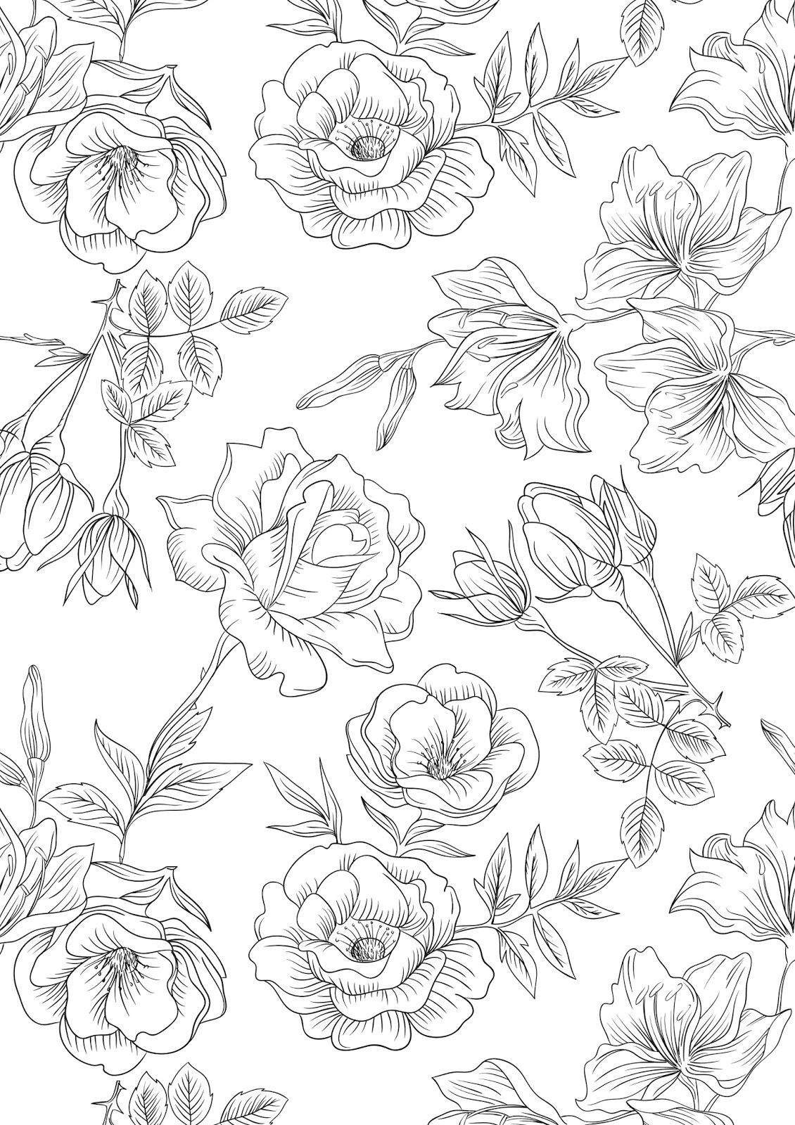 Floral Coloring Pages Simple 13