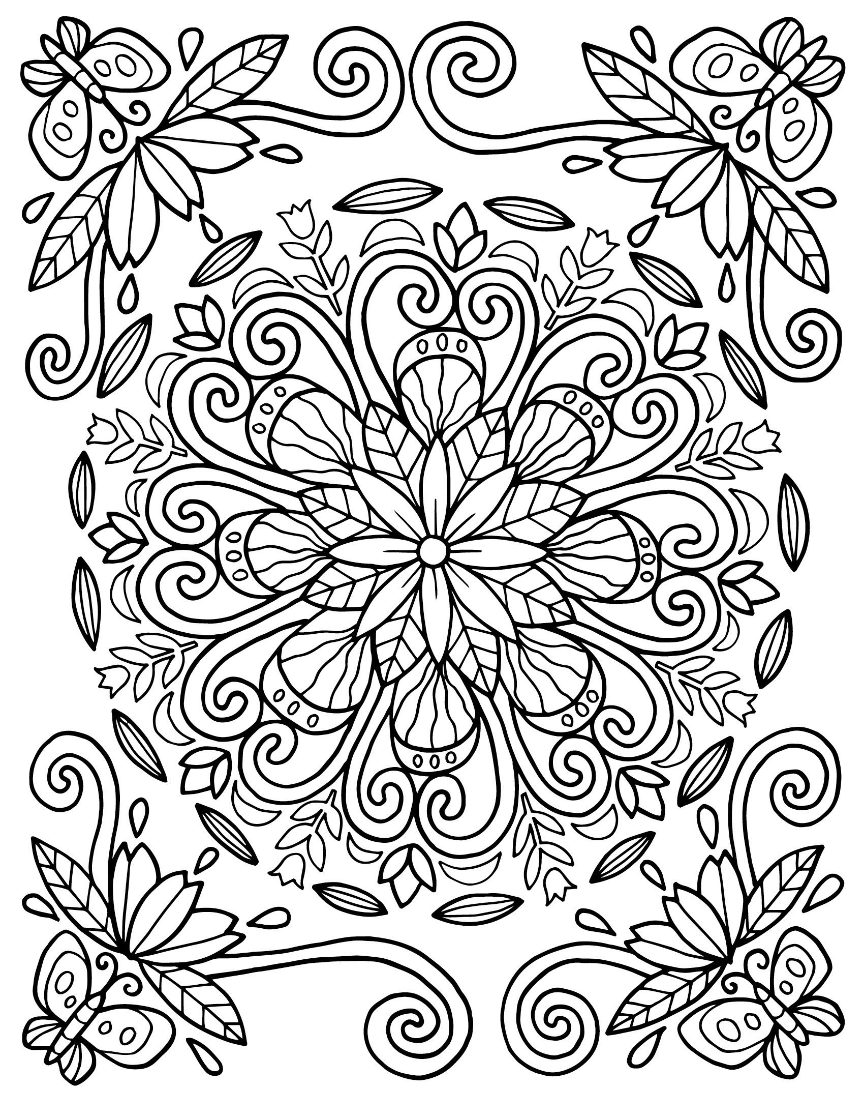 Floral Coloring Pages Simple 130