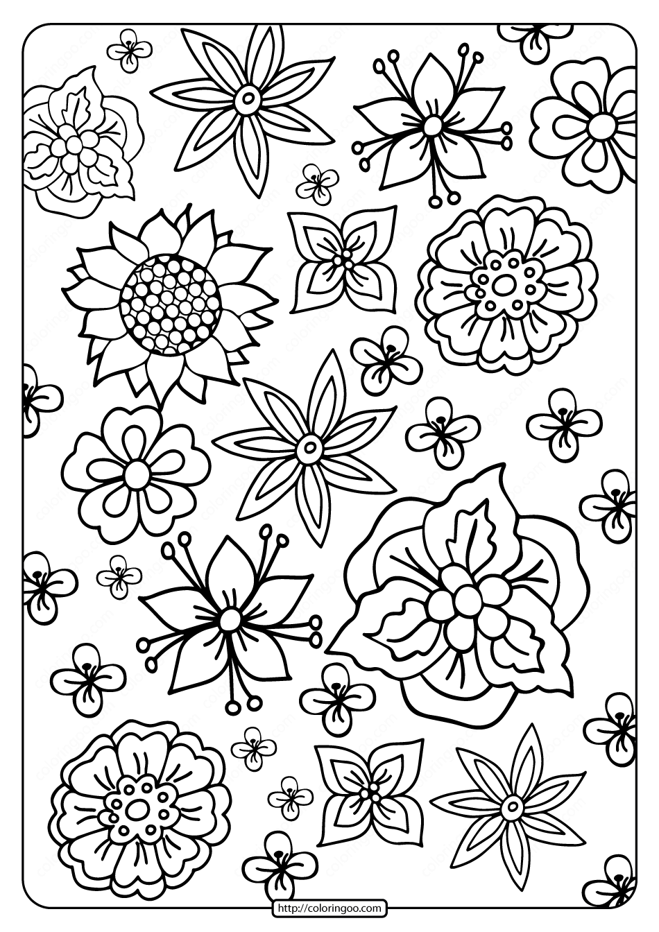 Floral Coloring Pages Simple 162