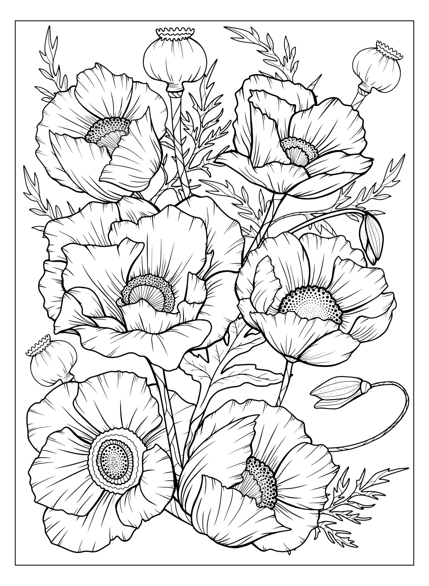 Floral Coloring Pages Simple 19