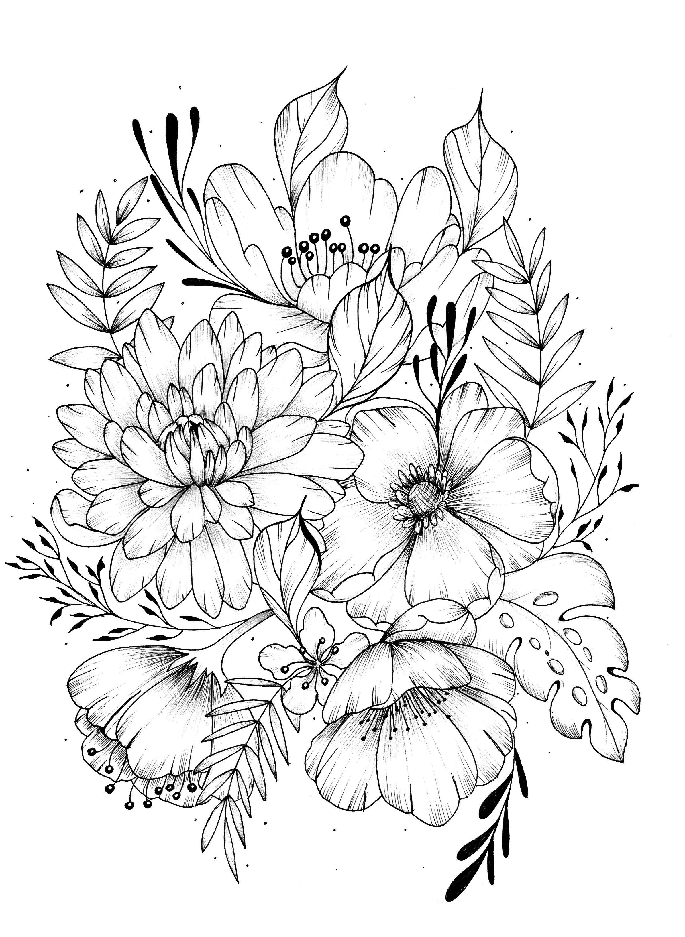 Floral Coloring Pages Simple 192
