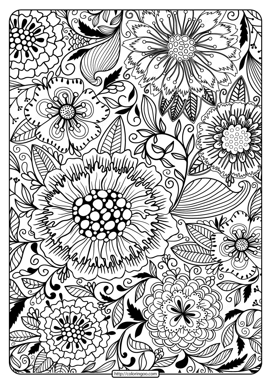Floral Coloring Pages Simple 193