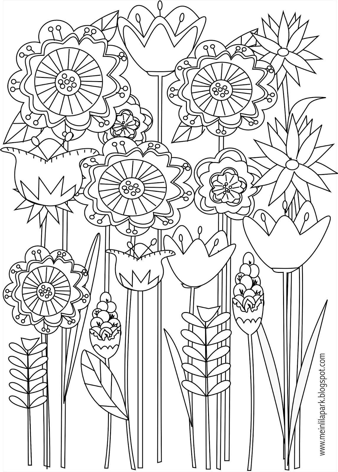 Floral Coloring Pages Simple 195