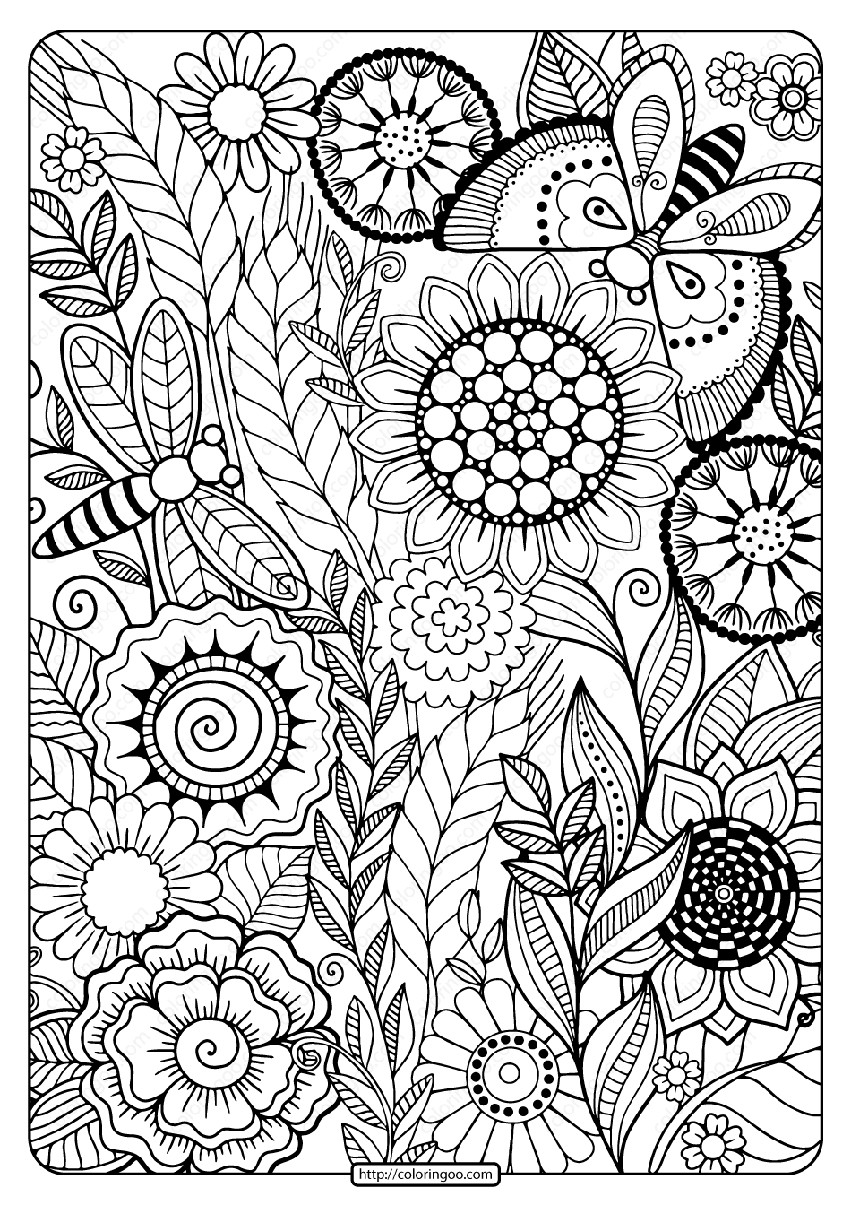 Floral Coloring Pages Simple 197