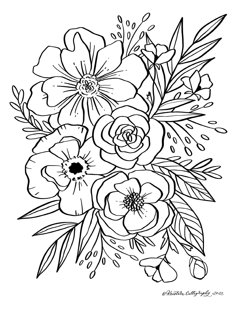 Floral Coloring Pages Simple 35