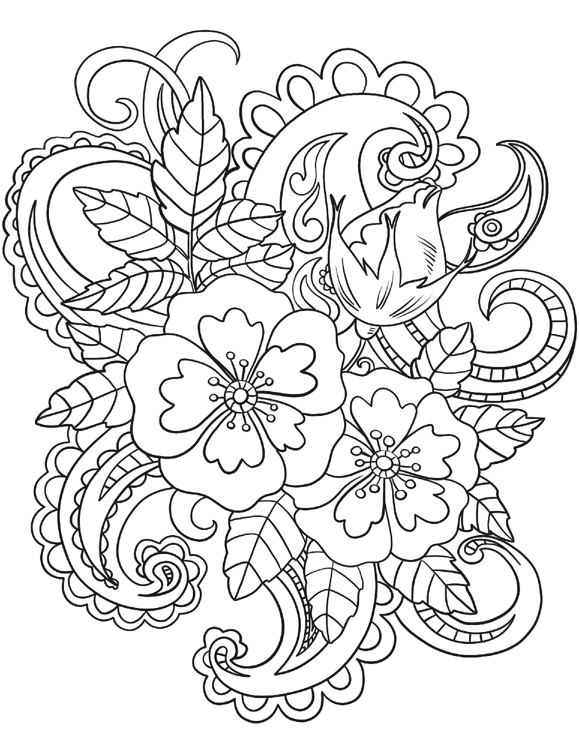 Floral Coloring Pages Simple 38