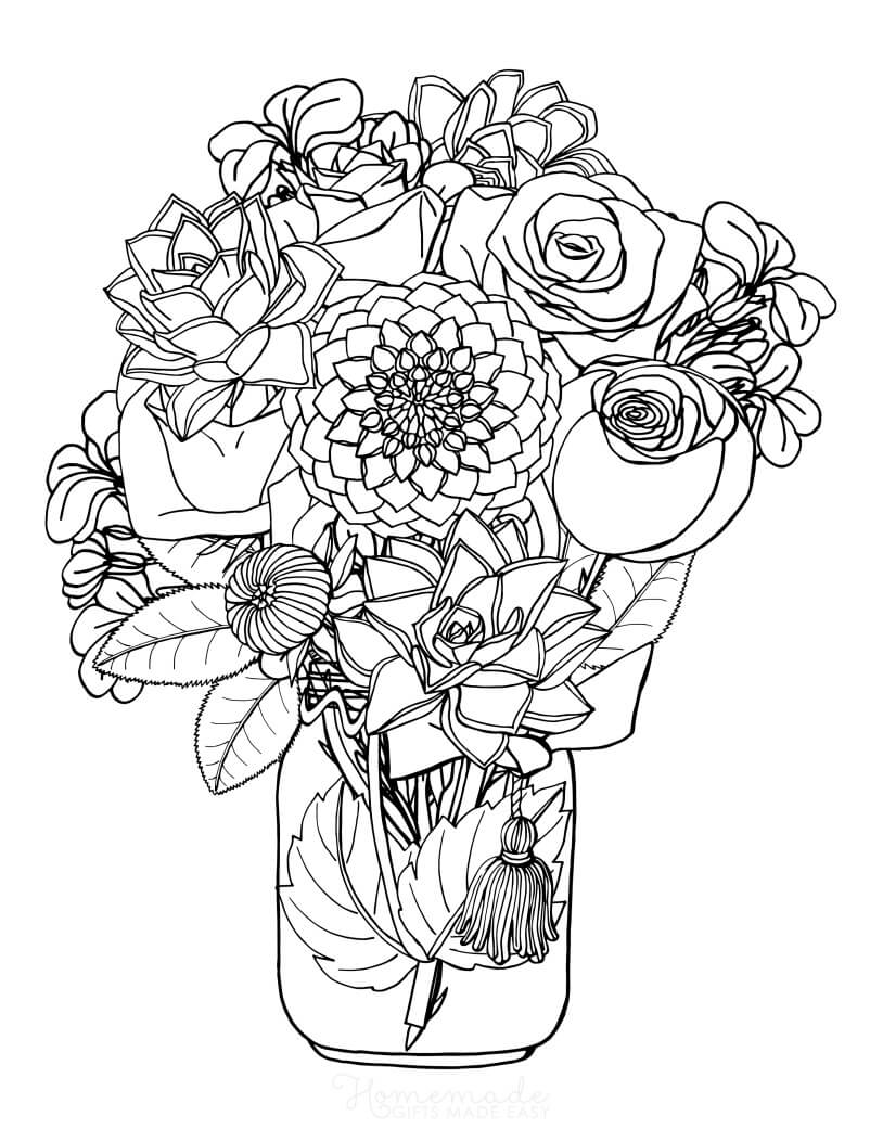Floral Coloring Pages Simple 50