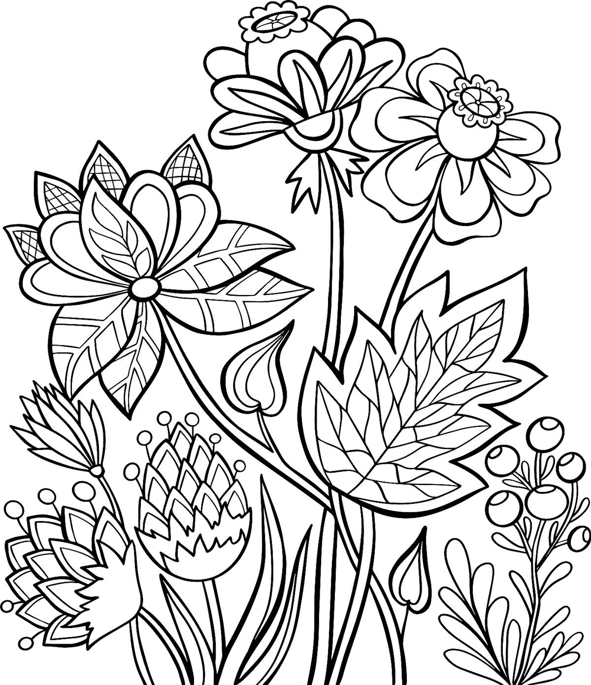 Floral Coloring Pages Simple 70