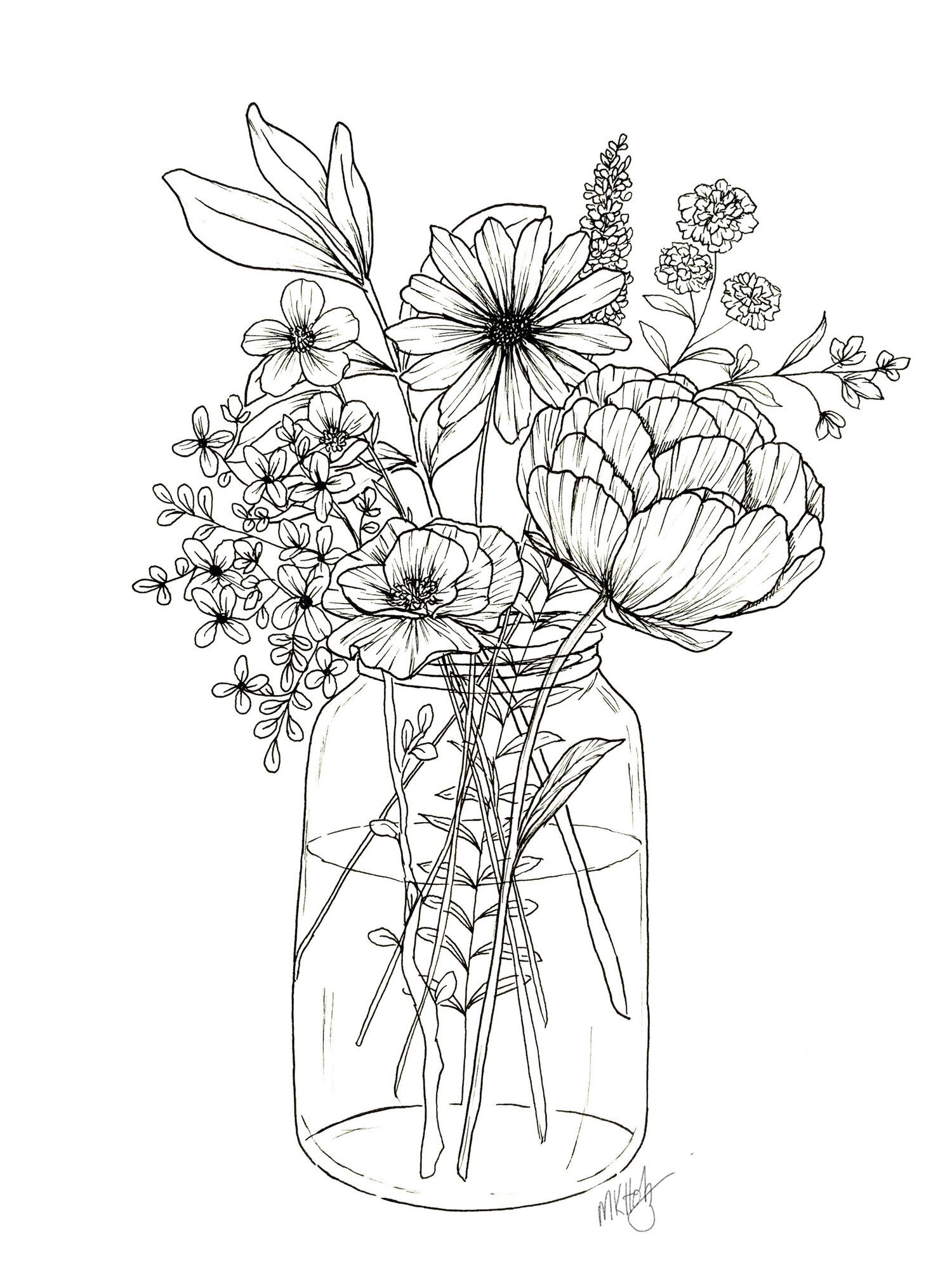 Floral Coloring Pages Simple 73