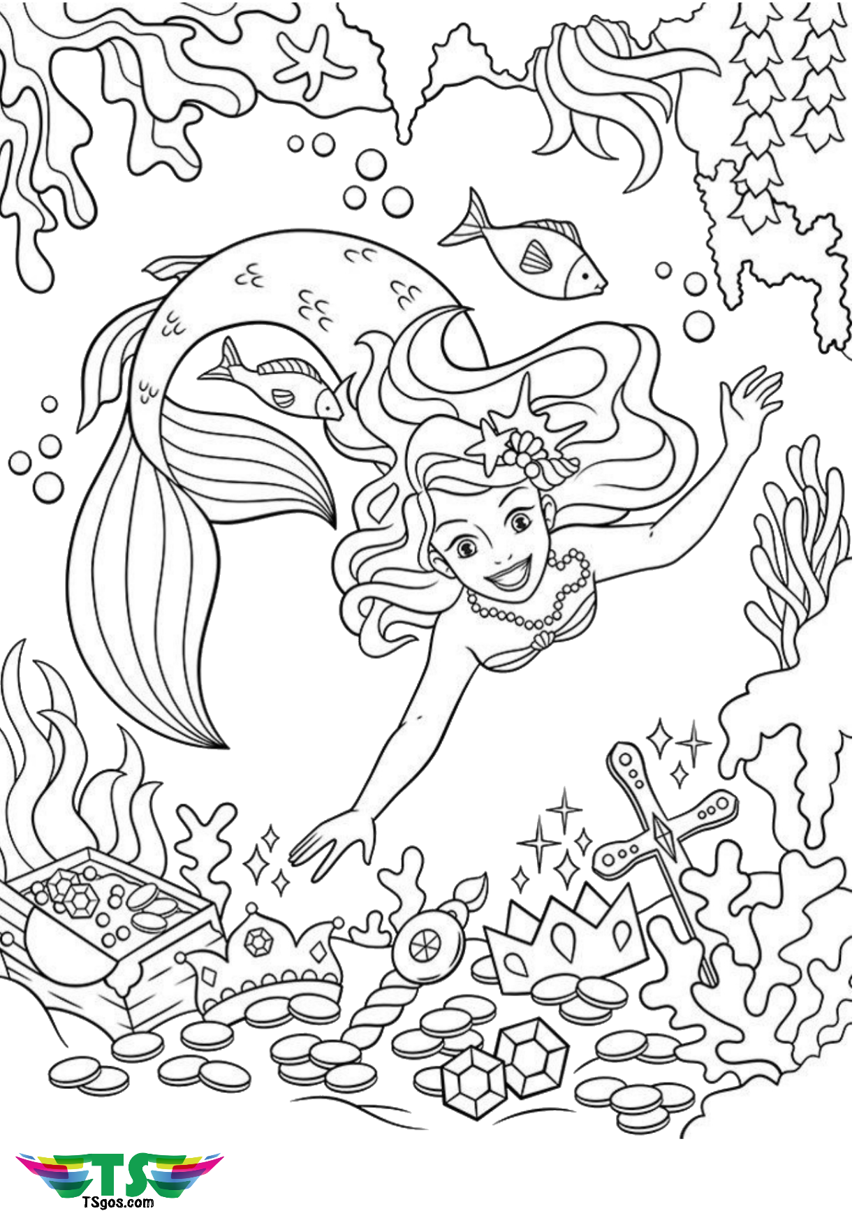 Mermaid Coloring Pages Free Printable 10