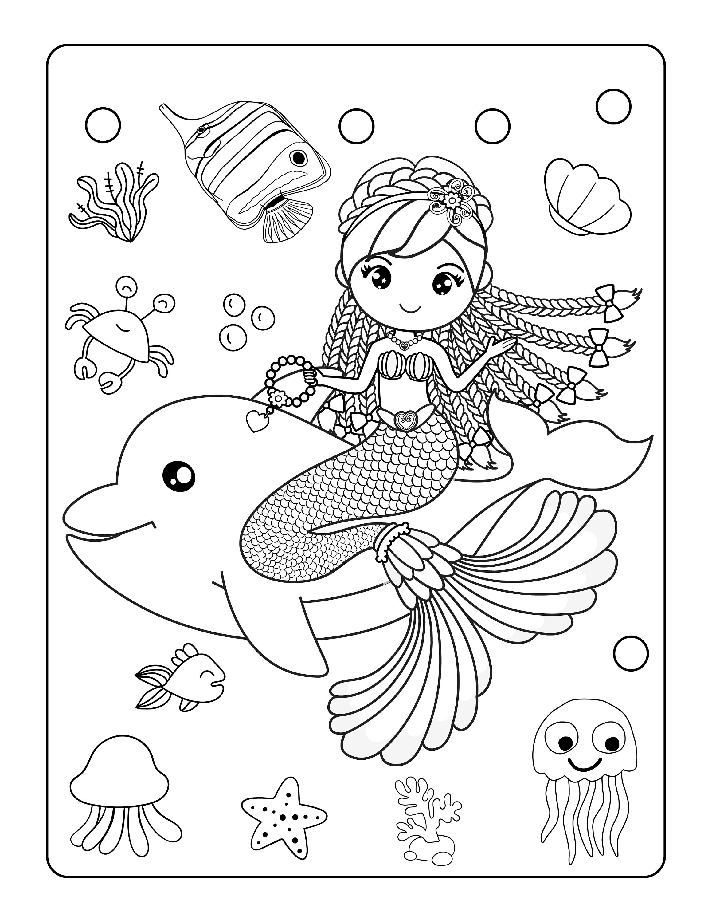 Mermaid Coloring Pages Free Printable 3