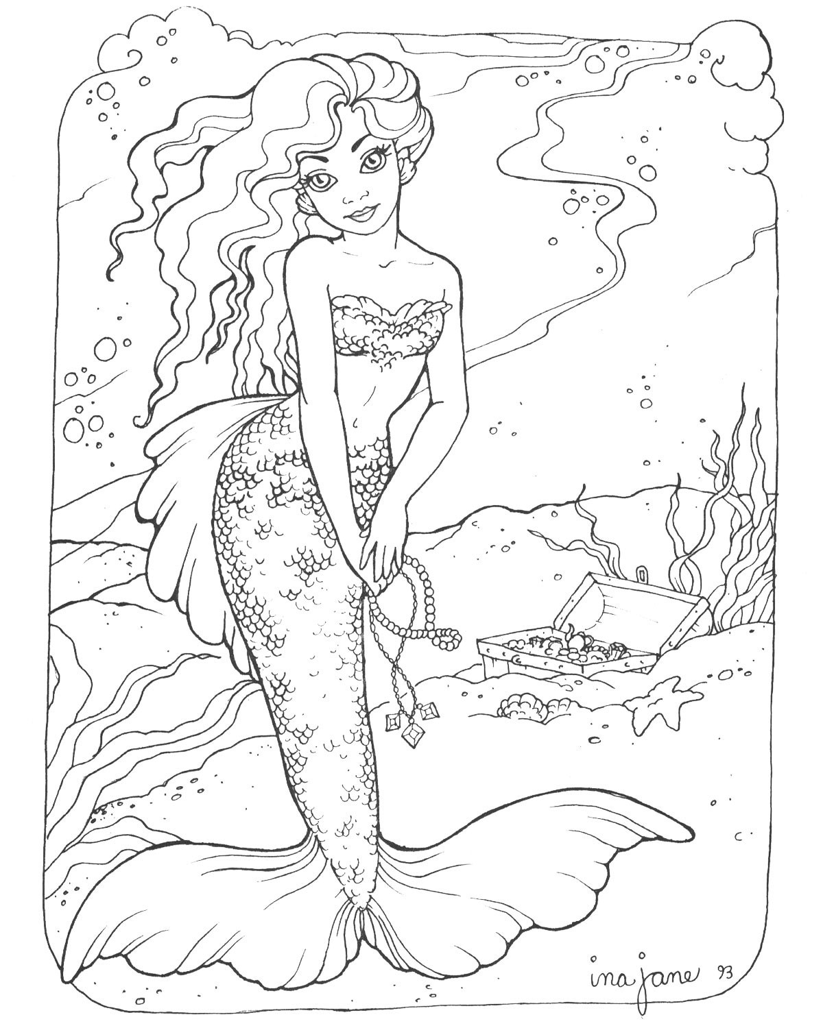 Mermaid Coloring Pages Free Printable 6