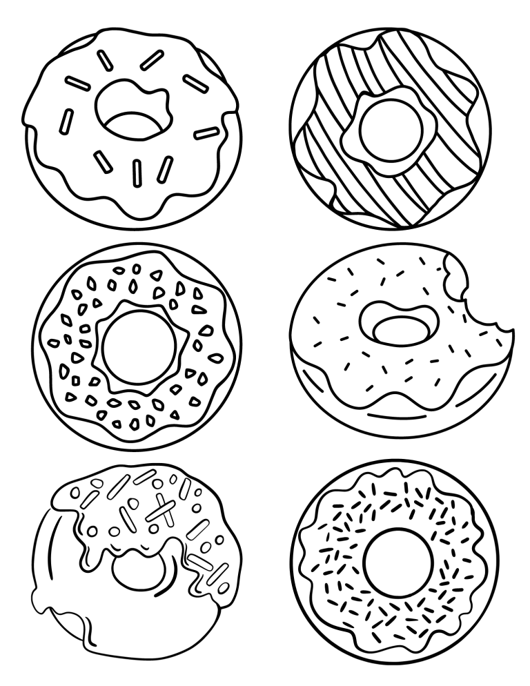 Donut Coloring Pages Free Printable 1