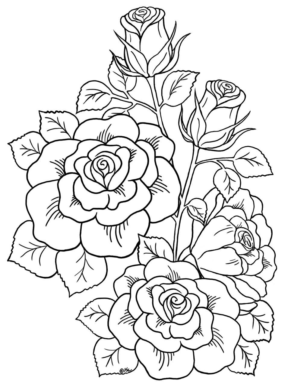 Rose Coloring Pages for Grown Ups Printables 50