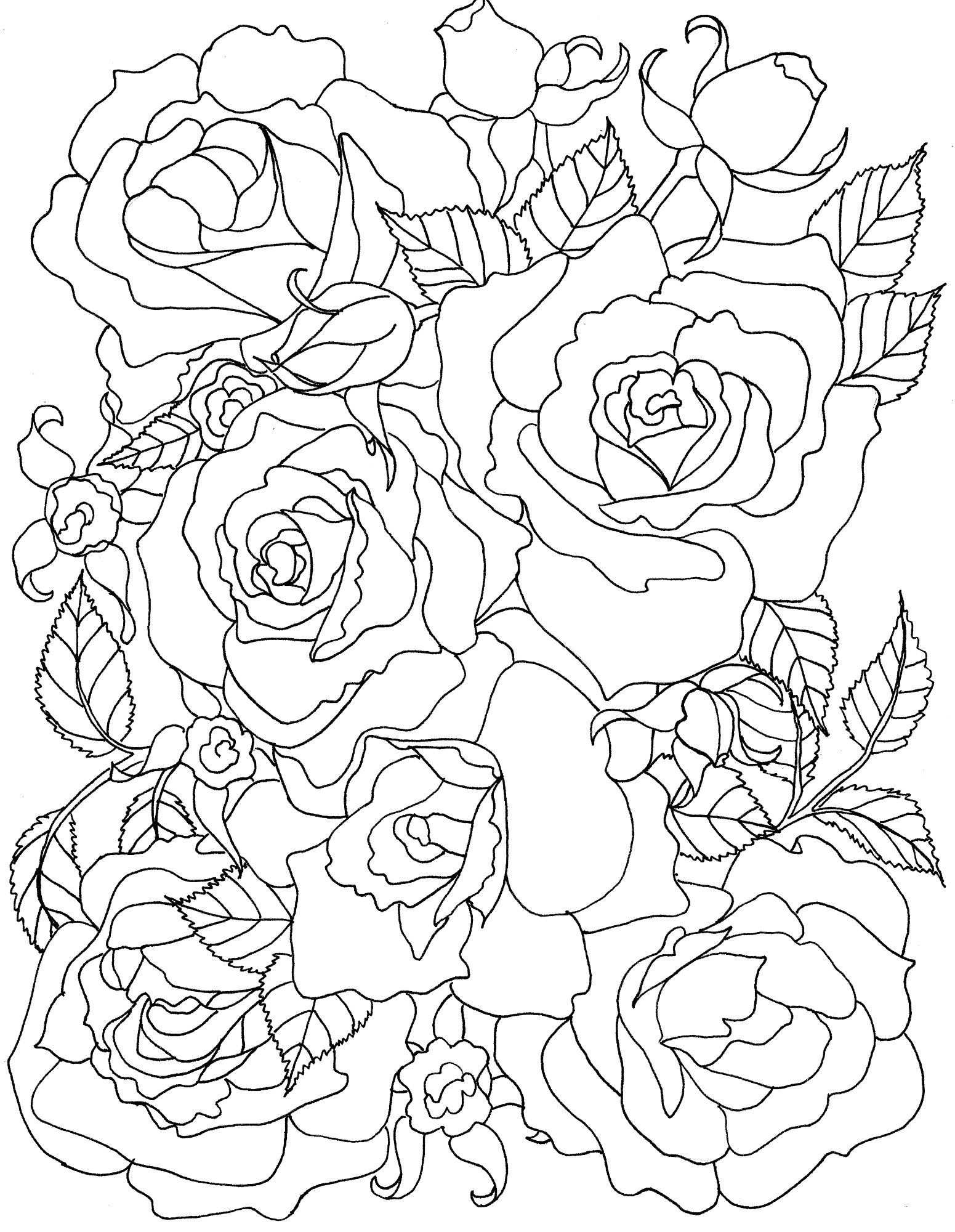 Rose Coloring Pages for Grown Ups Printables 51