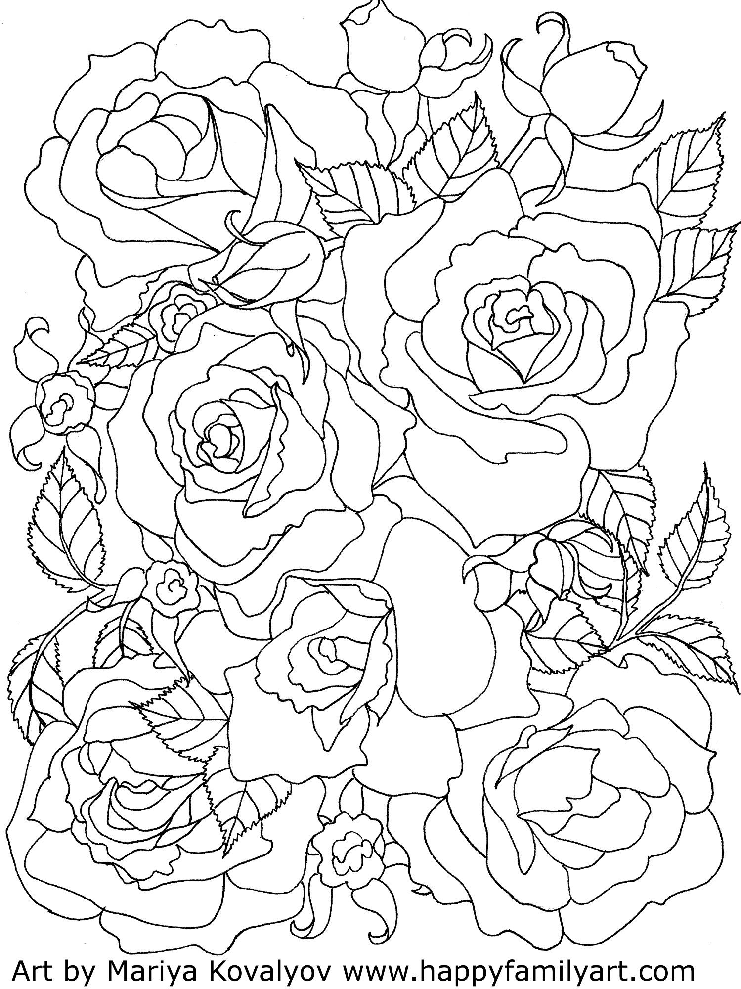 Rose Coloring Pages for Grown Ups Printables 53