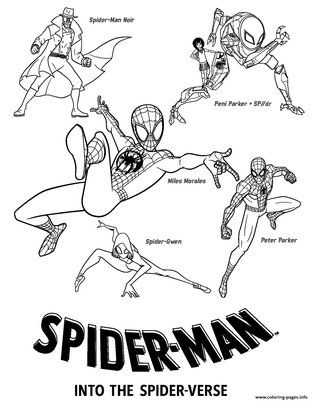 Spider man across the spider verse coloring pages 1