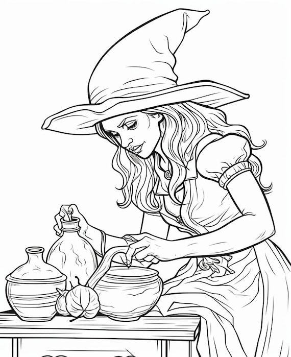 160 Witch Coloring Pages: Brew Up Some Magical Colors 98