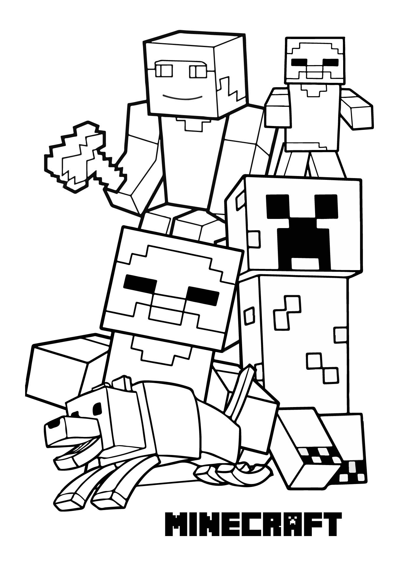 133+ Mikey and JJ Minecraft Coloring Pages Printable 130