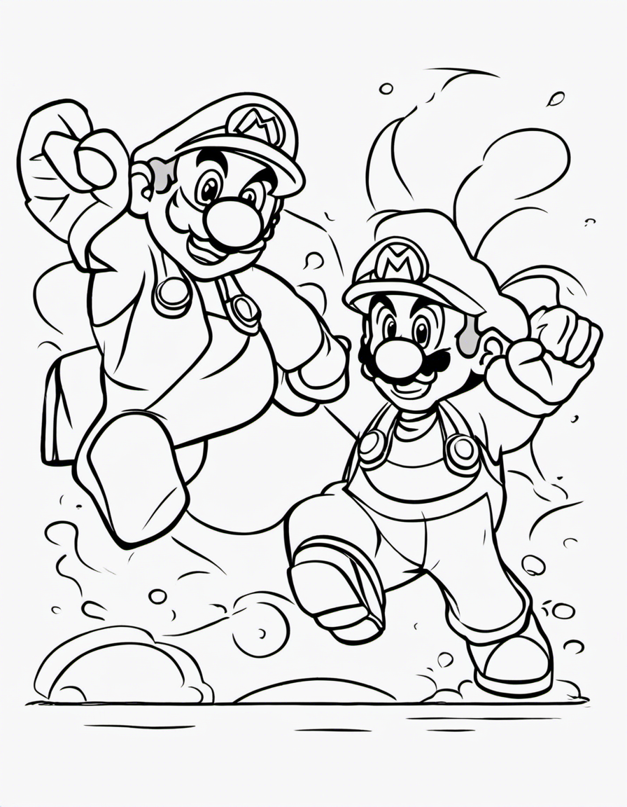 160+ Coloring Pages Mario and Luigi Printable 17