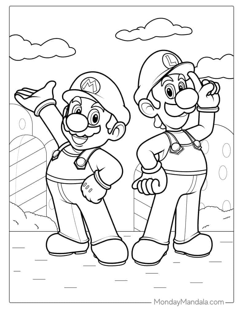 160+ Coloring Pages Mario and Luigi Printable 3