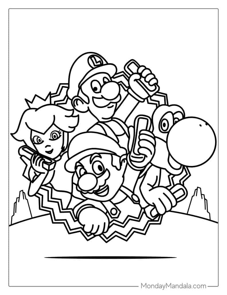 160+ Coloring Pages Mario and Luigi Printable 7