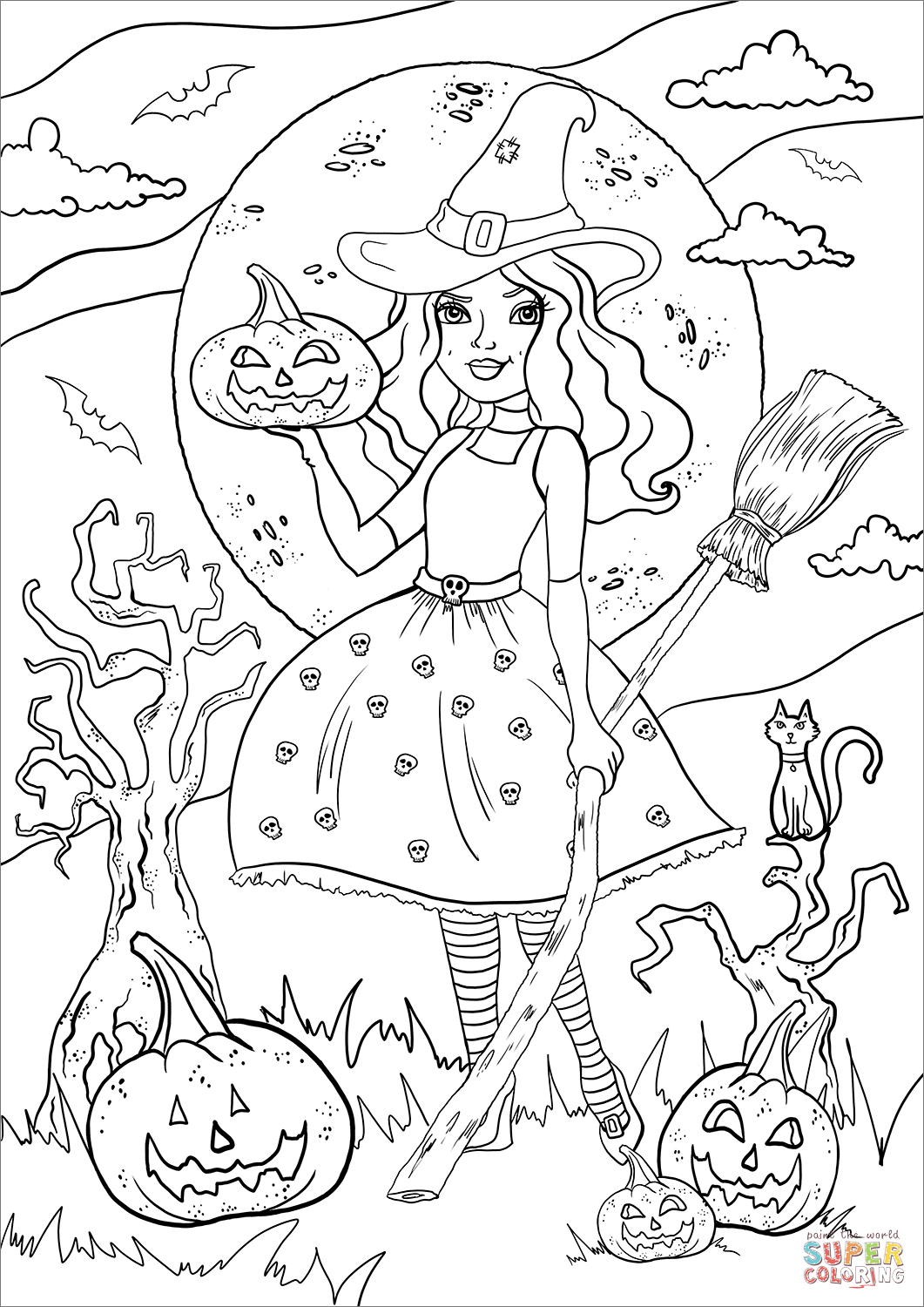 38 Bewitching Witch Coloring Pages Printable 12