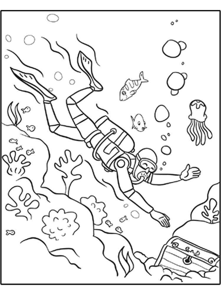 91 Scuba Diving Coloring Pages Printable 1