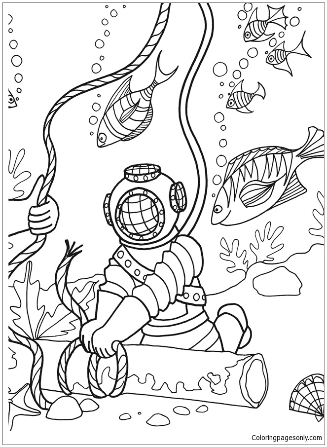 91 Scuba Diving Coloring Pages Printable 33