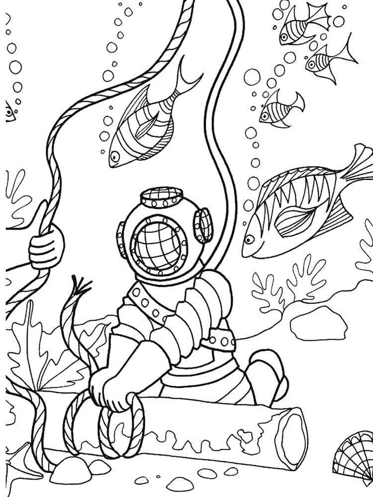 91 Scuba Diving Coloring Pages Printable 61