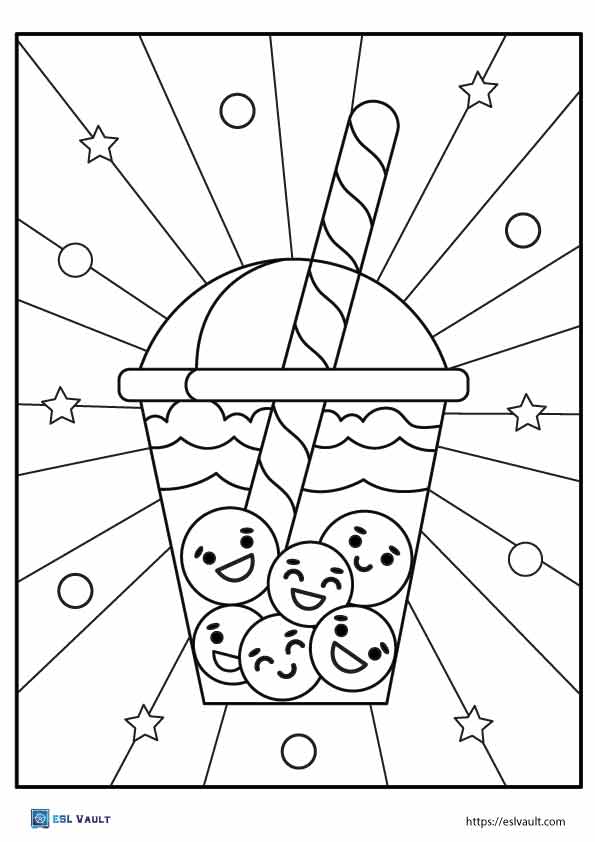 98 Boba Tea Coloring Pages Printable 15