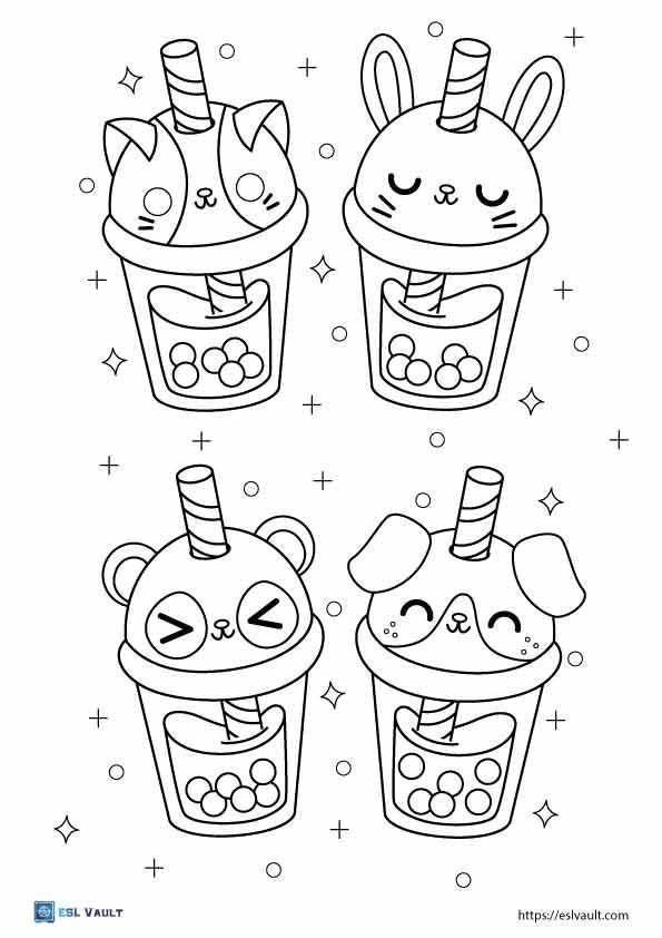 98 Boba Tea Coloring Pages Printable 4