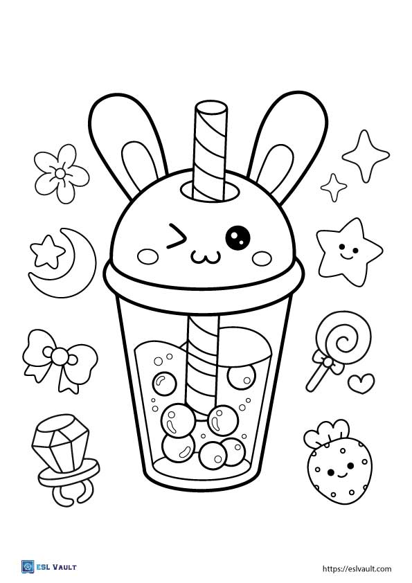 98 Boba Tea Coloring Pages Printable 46