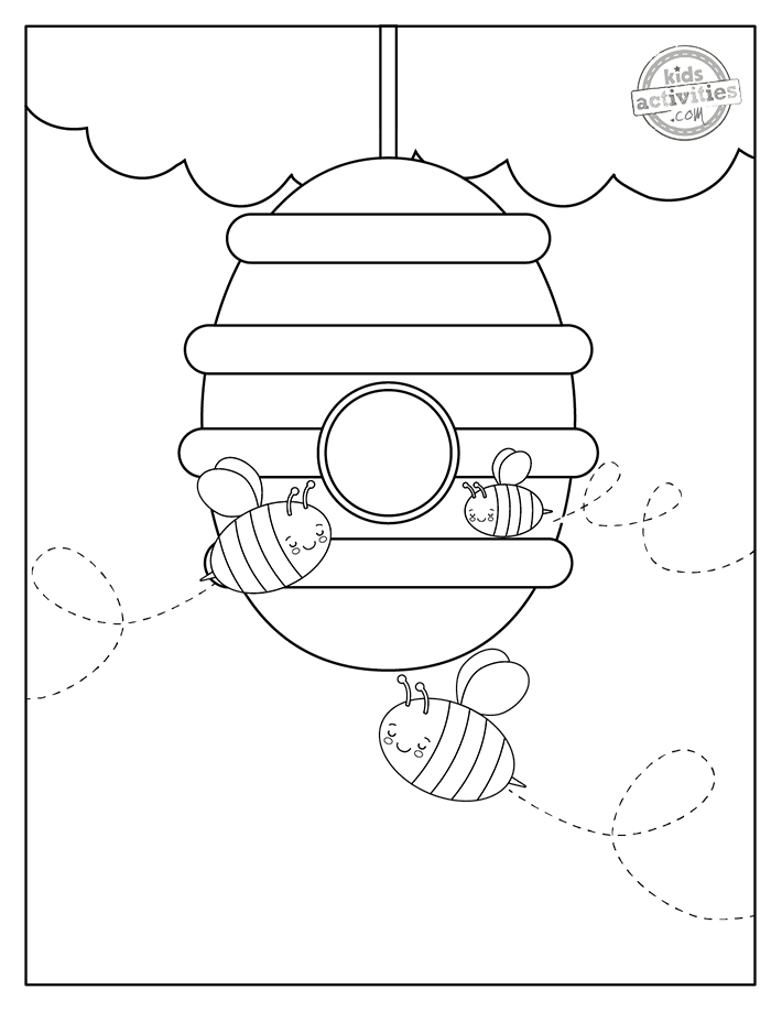 Buzzing Bee Coloring Pages Printable 1