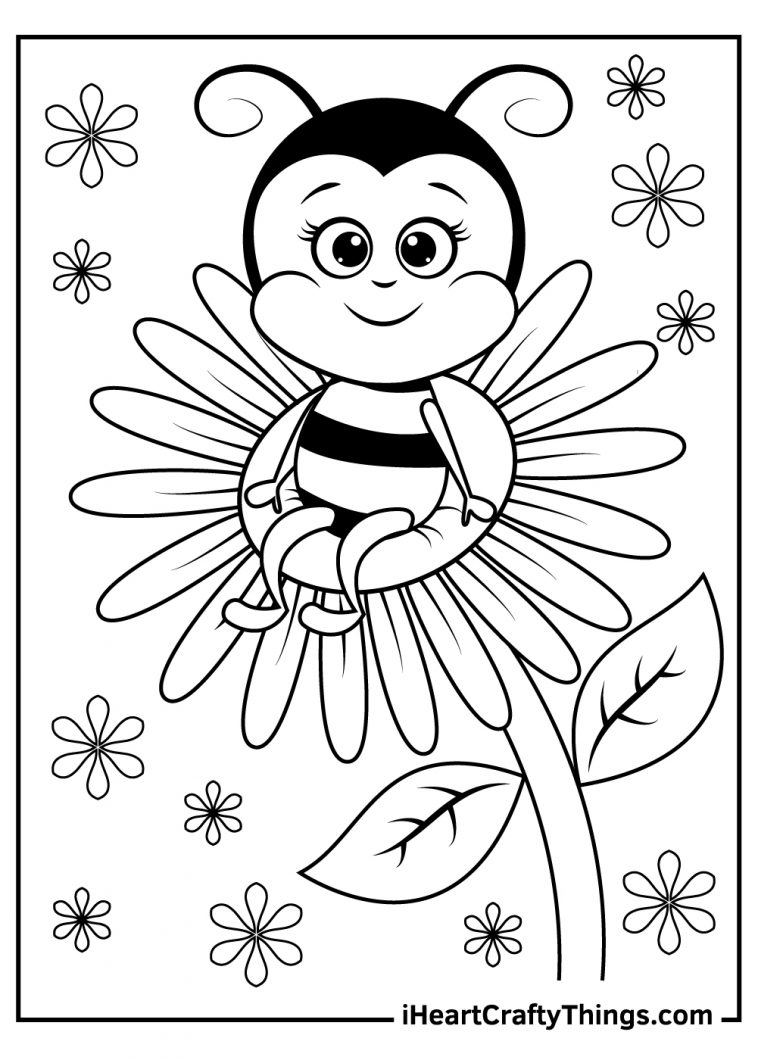 Buzzing Bee Coloring Pages Printable 3