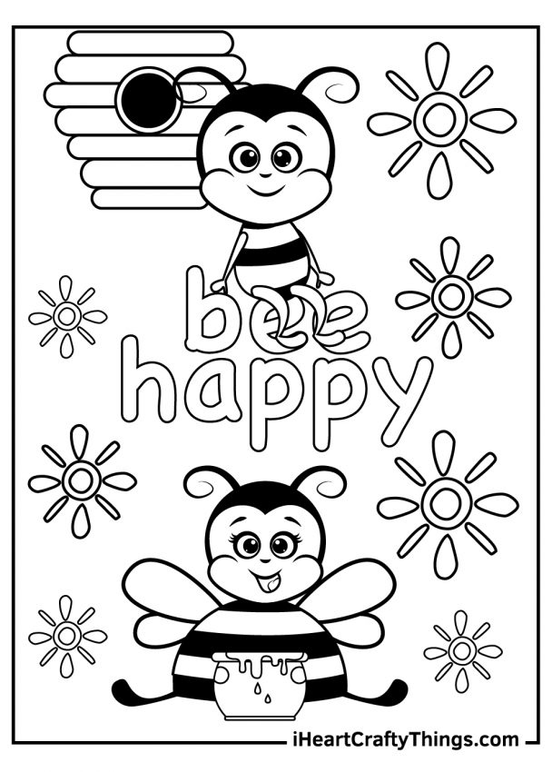 Buzzing Bee Coloring Pages Printable 4