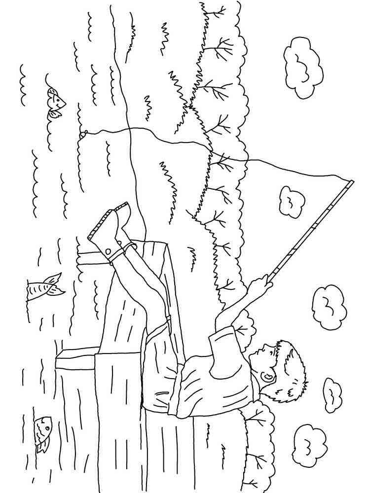 Creative Fishing Pole Coloring Pages Printable 16