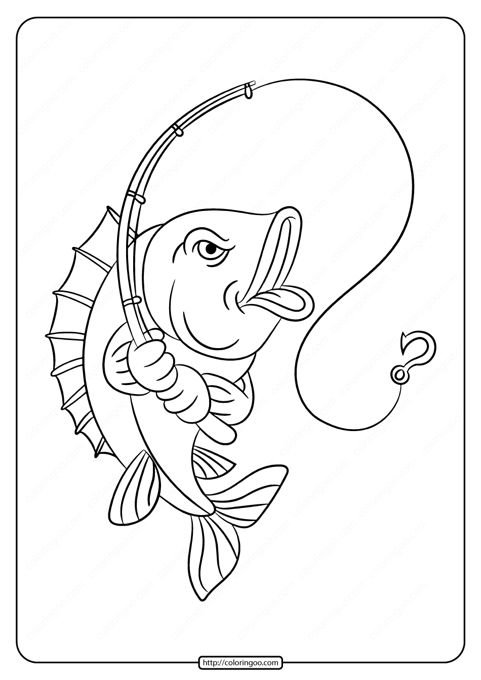 Creative Fishing Pole Coloring Pages Printable 3