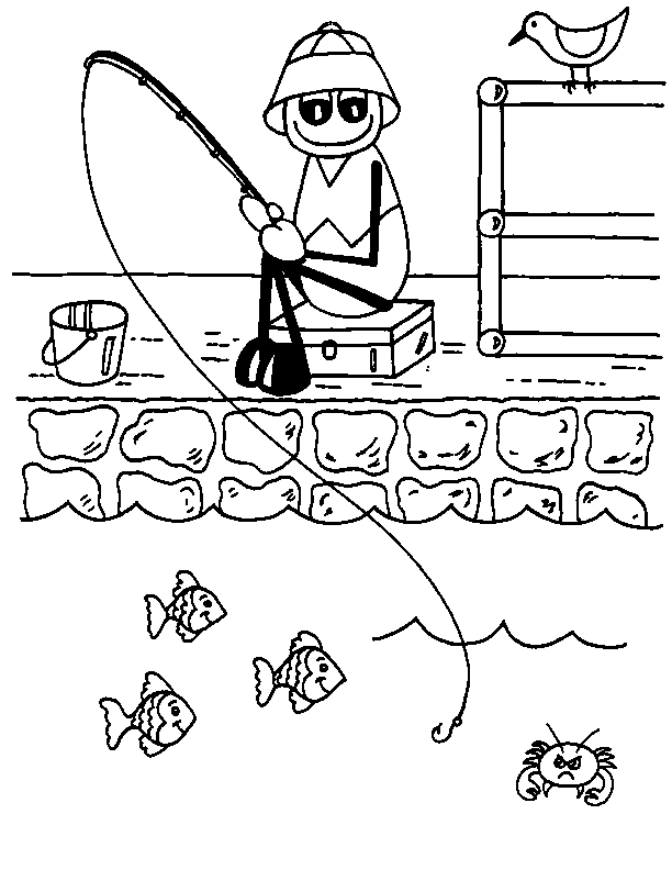 Creative Fishing Pole Coloring Pages Printable 34