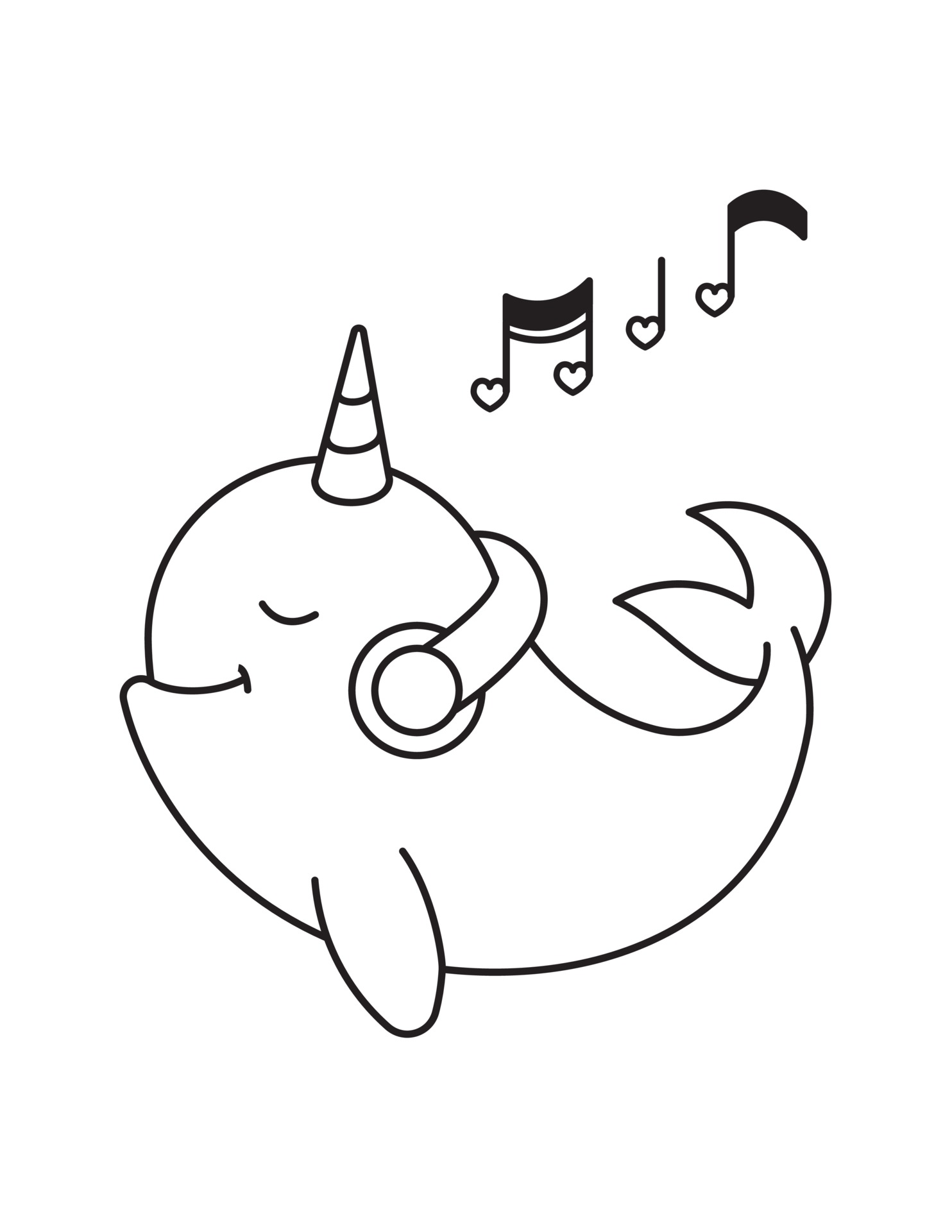 Fantastic Narwhal Coloring Pages Printable 14