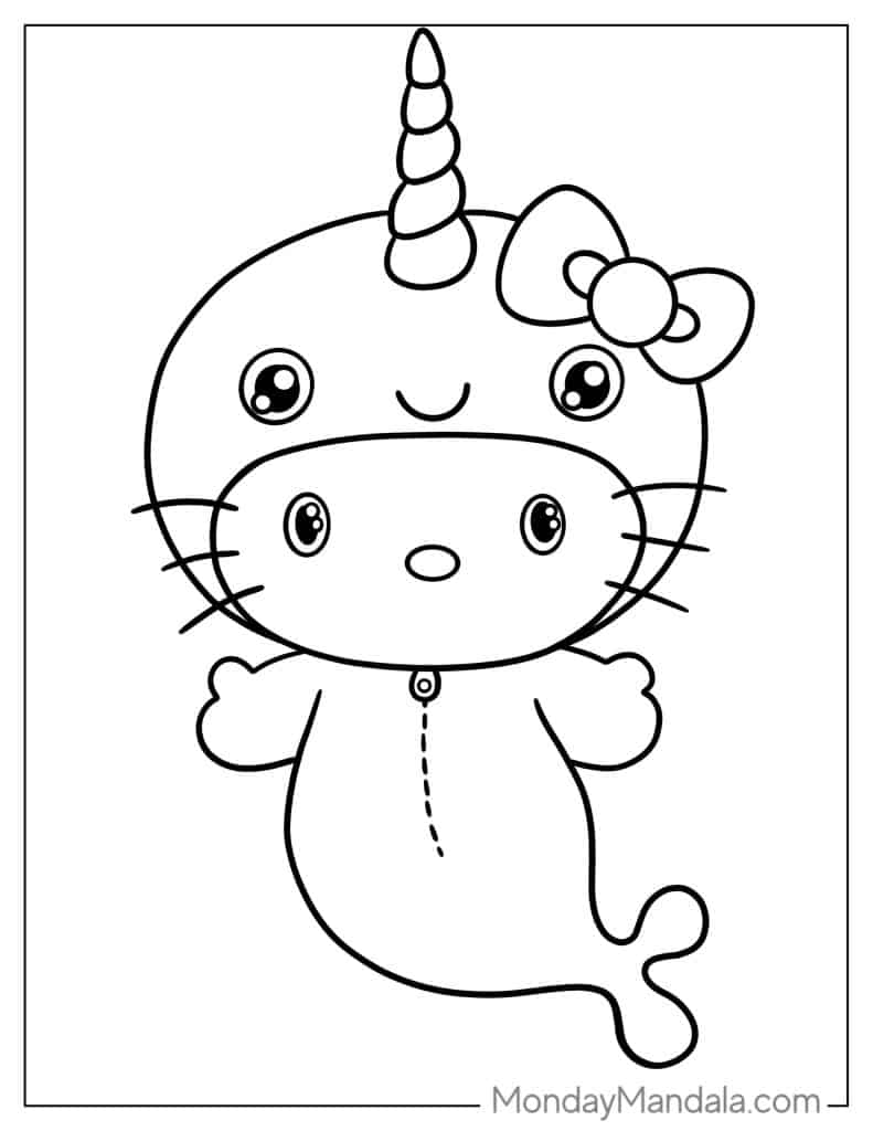 Fantastic Narwhal Coloring Pages Printable 17