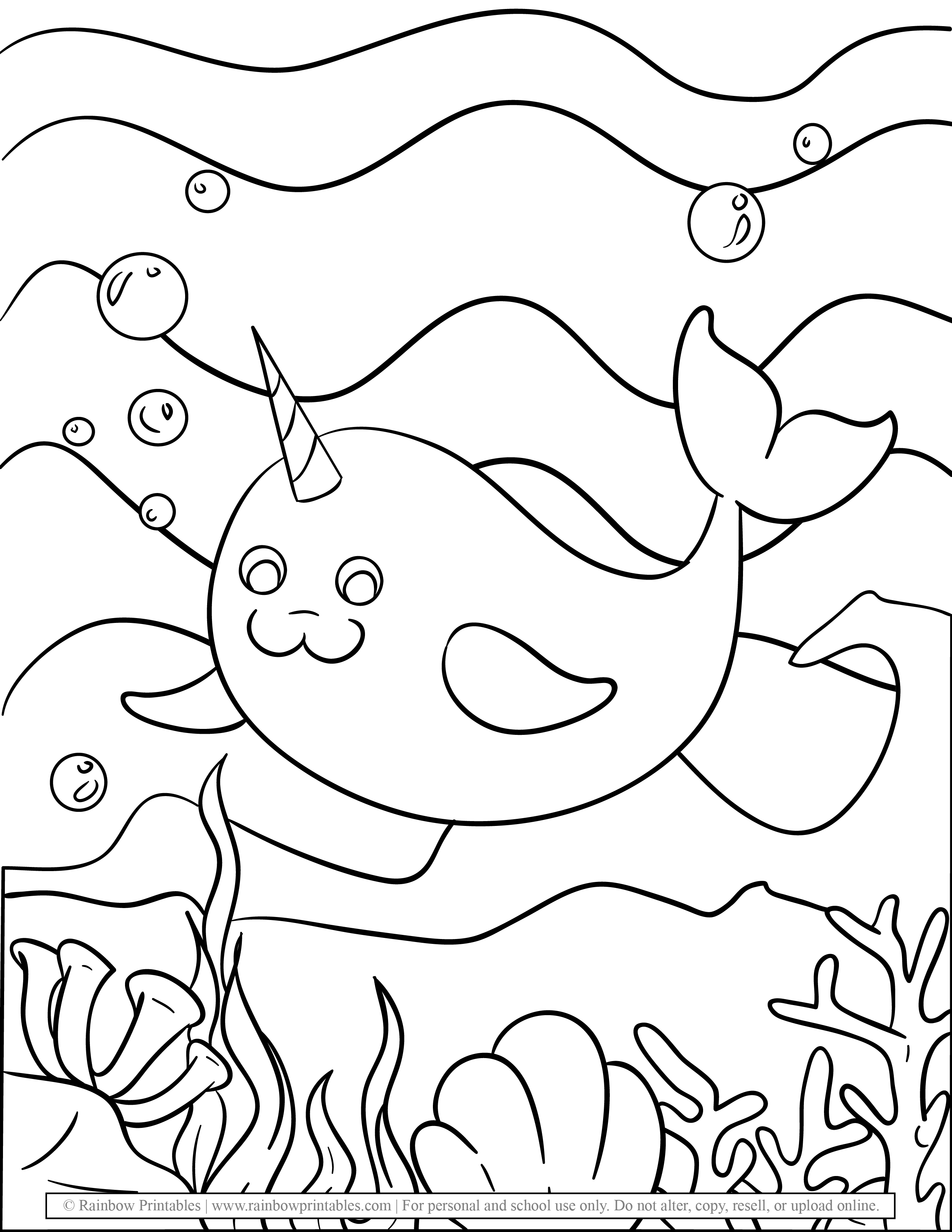 Fantastic Narwhal Coloring Pages Printable 23