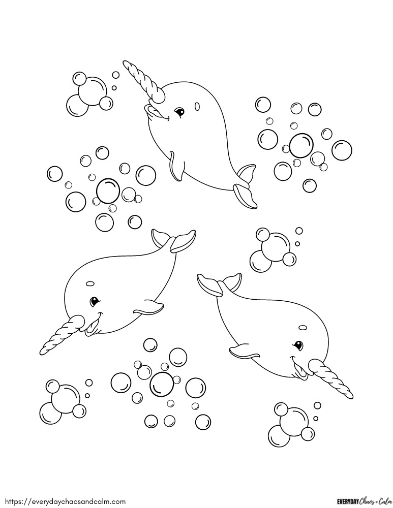 Fantastic Narwhal Coloring Pages Printable 25