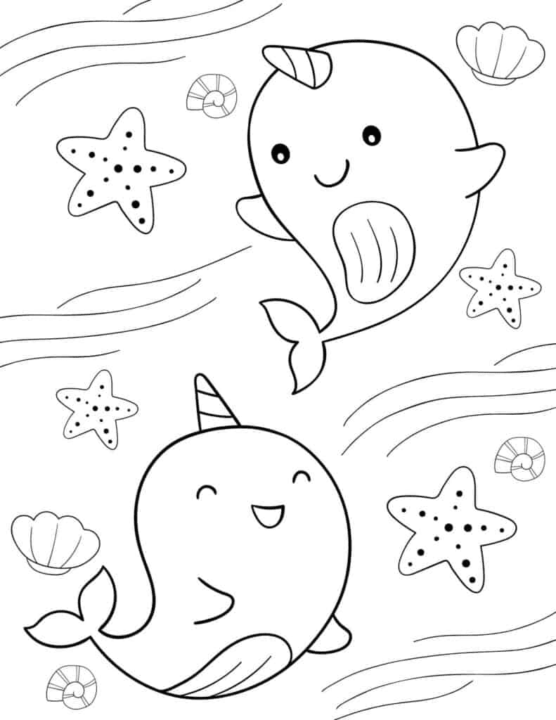 Fantastic Narwhal Coloring Pages Printable 3