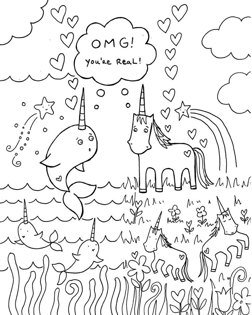 Fantastic Narwhal Coloring Pages Printable 30