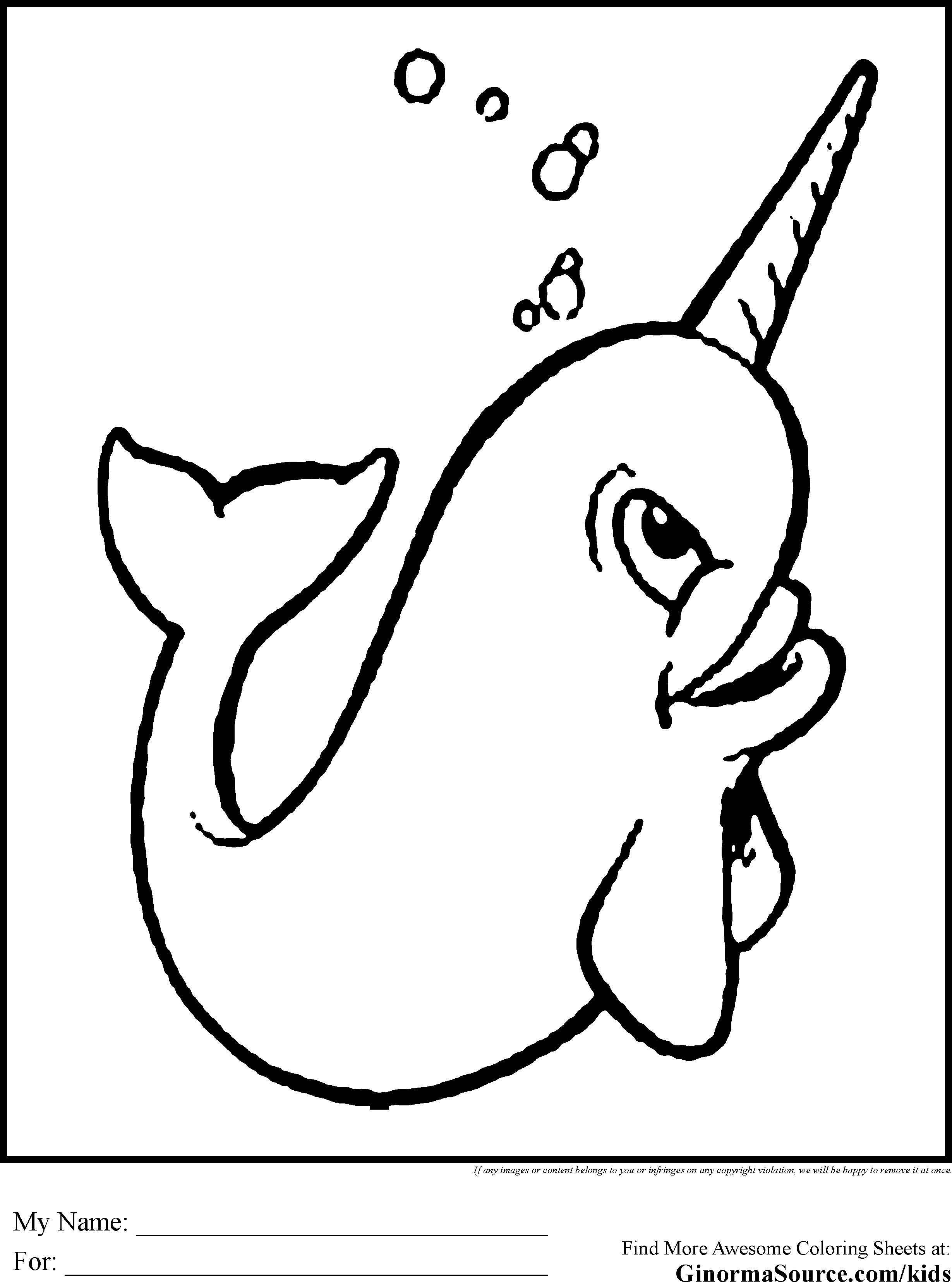 Fantastic Narwhal Coloring Pages Printable 4